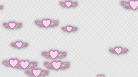 Looping  graphic a hand-drawn heart with wings that glow pink and sparkle Stock Footage 341546738