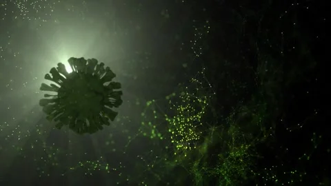 Looping green artistic dangerous virus animation background Stock Footage 333710119