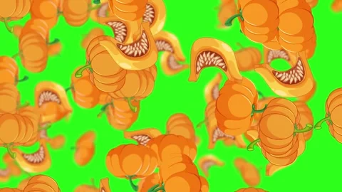 Looping Green Screen Rain of Cartoon Halloween Pumpkins Video stock 325698775