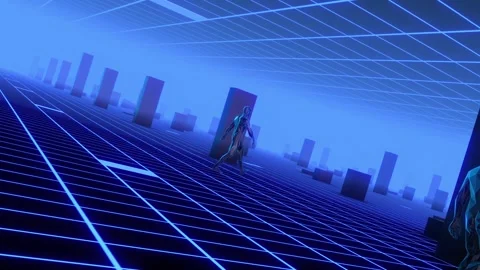 Looping Grid Walkers Stock Footage 274194181