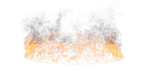 Looping Ground Fire Effect for VFX and Compositing - White Backdrop Stock Footage 331839820
