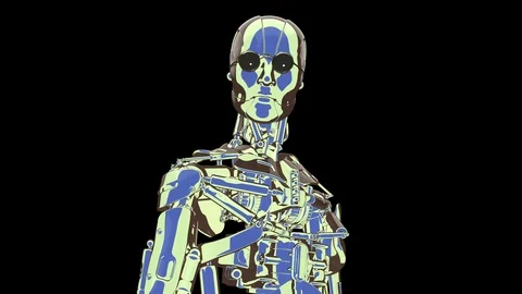 Looping grunge concept robot 29.97 fps, with alpha, yyaa101 Stock Footage 115965515