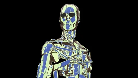 Looping grunge live robot 29.97 fps, with Matte, yyaa100 Stock Footage 115900507