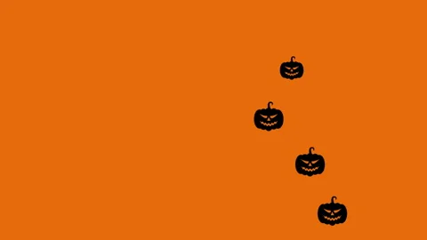 Looping Halloween animation of black pumpkins with spooky faces moving upward on Vidéo 346017801