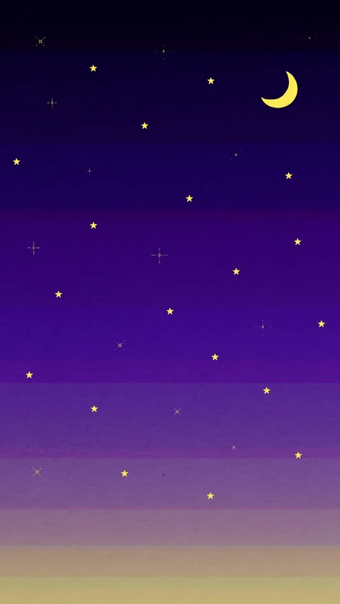 A looping hand-drawn stars and a moon shining in the night sky Stock Footage 341546655