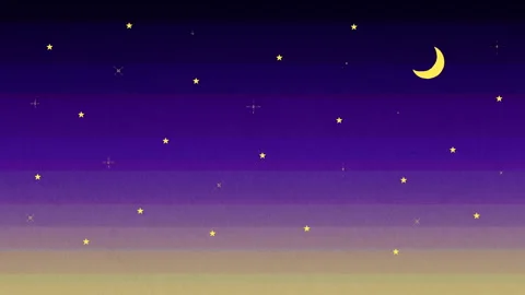 A looping hand-drawn stars and a moon shining in the night sky Video stock 341546665