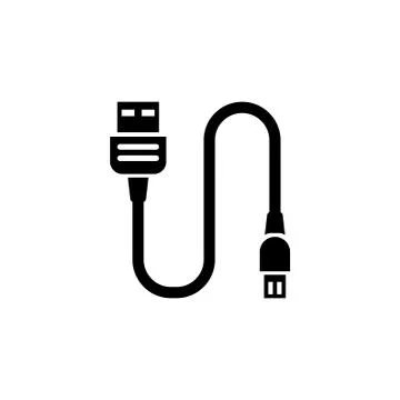 Looping Hardware Usb Cable Flat Vector Icon Stock Illustration