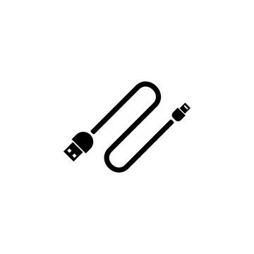 Looping Hardware Usb Cable Solid Flat Vector Icon Isolated on White Backgroun Stock Illustration