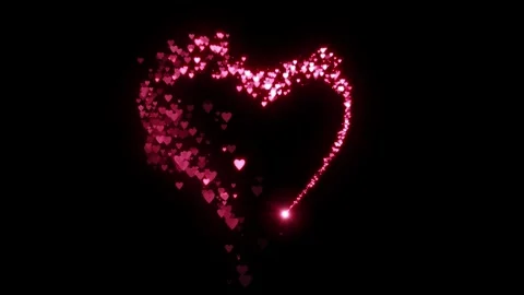 Looping Heart-Shaped Path of Glowing Heart Particles – Valentine’s Day Stock Footage 327372554