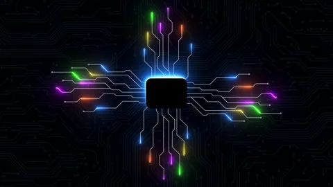 Looping high-tech digital circuit board background 库存影片 345974015