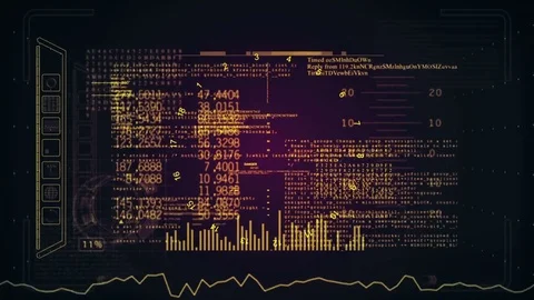 Looping HUD elements animation.Yellow red orange. Stock Footage 77396502