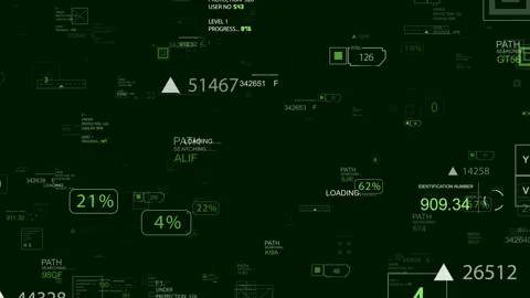 Looping HUD elements digital zoom in animation tunnel. Stock Footage 95787020