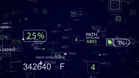 Looping HUD elements digital zoom in animation tunnel. Stock Footage 95787341
