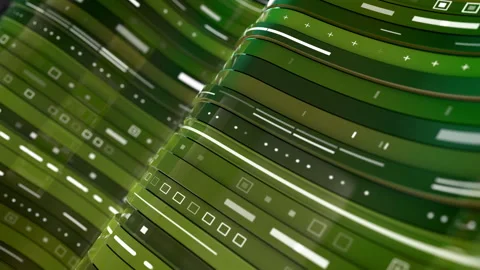 Looping HUD technological infographic elements. Seamless 3D Technology Sci Fi Stock Footage 264499900