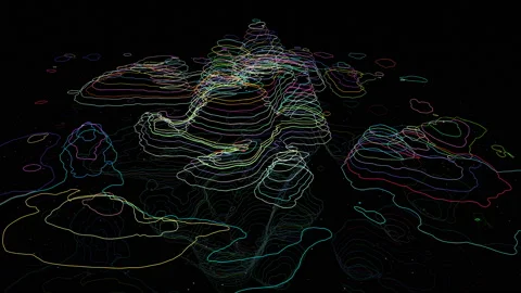 Looping HUD technological topographic background. Vídeos de archivo 136551353