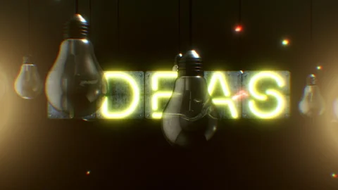 Looping Ideas with Light Bulbs Video stock 265271538