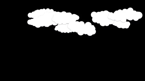 Looping illustrated clouds on clean black copy space background Stock-Footage 333216361