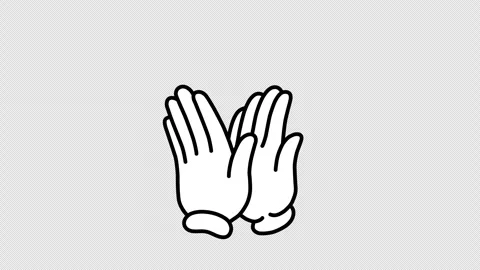 Looping illustration of both hands in white gloves clapping Stock Footage 341545592