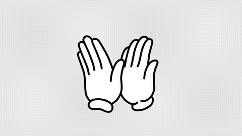 Looping illustration of both hands in white gloves clapping Stock Footage 341545595