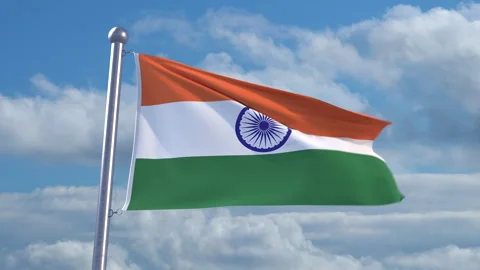 Looping Indian flag on flagpole Stock Footage 290890833