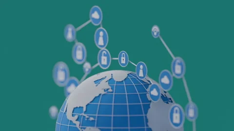 Looping internet of things network around earth concept Stock Footage 264046512