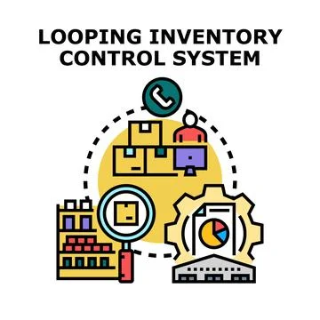 Looping inventory control system for business management Stock Illustration