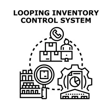 Looping inventory control system for business management Stock Illustration