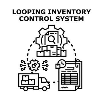 Looping inventory control system controlling product logistics and management Illustrazione stock