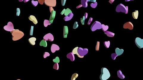 Looping isolated pastel heart candy falling on black Stock Footage 263163581