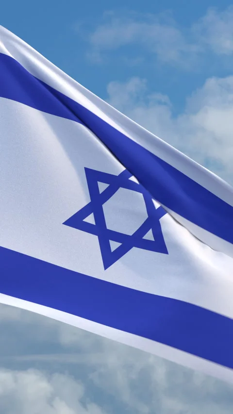 Looping Israeli flag on  flagpole Video stock 290881028