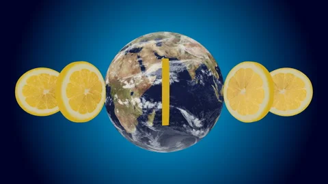 Looping Lemon Slices rotation around the world Stock Footage 164550477