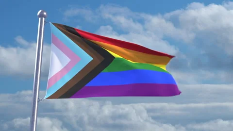 Looping LGBTQ+ flag on flagpole Stock Footage 290885671