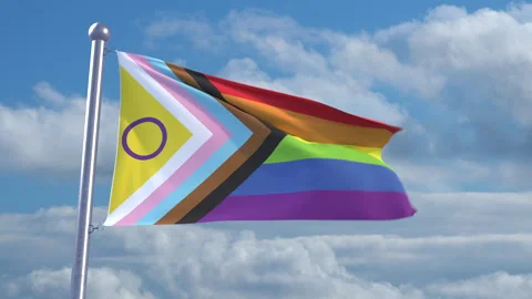 Looping LGBTQ+ flag on flagpole Stock Footage 290886344