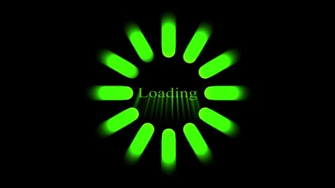 Looping loading animation with clean spinner and loading text on a black sc.. Stock Footage 313421935