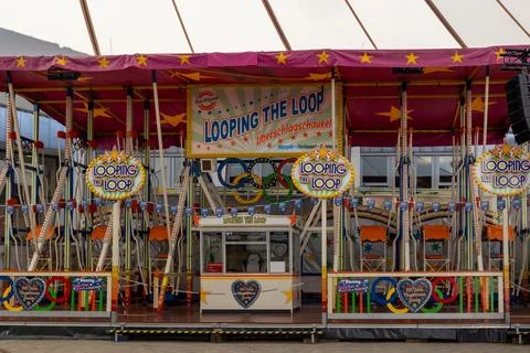 Looping the loop carnival ride at menden german fairground Stock Photos