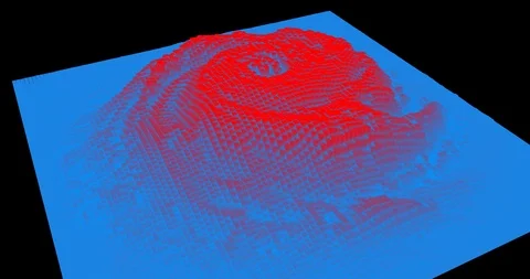 Looping low-resolution, filtered storm simulation/visualization plus luma matte Stock-Footage 119048927