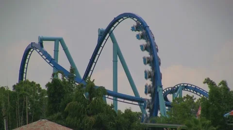 Looping Manta Flying Rollercoaster at Seaworld Orlando Stock Footage 21957271