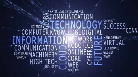 Looping modern digital technology word cloud animation Vidéo 229765293