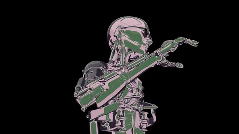 Looping modern live cyborg 50 fps, with Alpha, yyaa102 Stock Footage 115899437