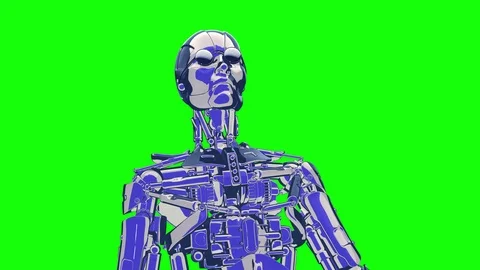 Looping modern style cyborg 25 fps, Green Screen, yyaa103 Stock Footage 115900073