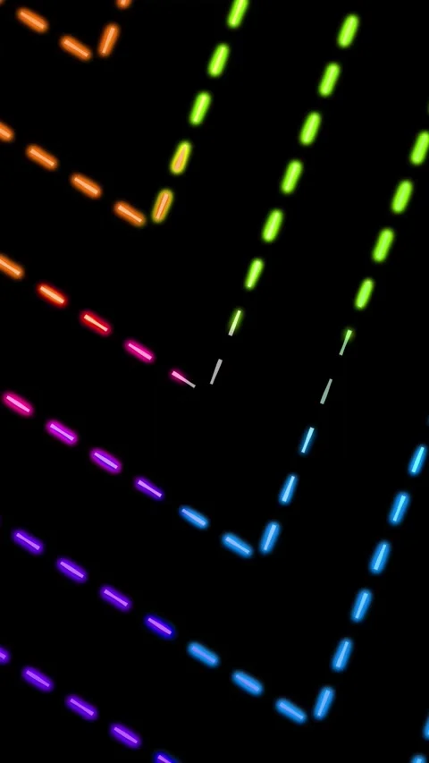 Looping motion of colorful geometric dash lines. Neon glow wave pattern for.. Stock Footage 308742838