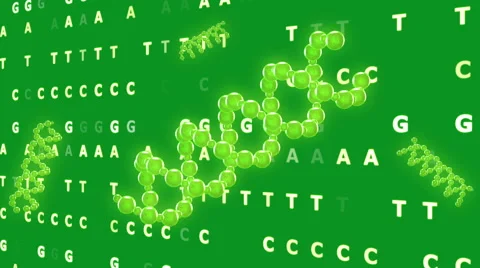 Looping Moving DNA code with Green Background Stock Footage