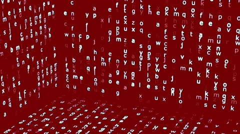 Looping Moving Random Letters with Red Background Stock Footage 40734310