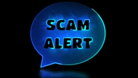 Looping neon glow effect Beware spam scammer icon, black background Ilustração Stock