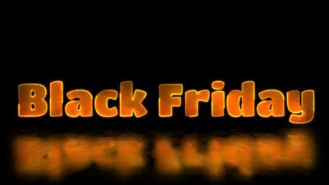 Looping neon glow effect black friday word, black background. Stock Illustration