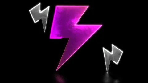 Looping neon glow effect Charging lightning icon, black background Stock Illustration