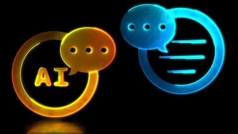 Looping neon glow effect Chat with AI, black background Stock-Illustration