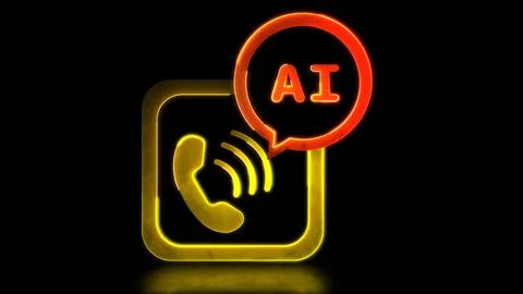 Looping neon glow effect Chat with AI, black background Stock Illustration