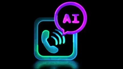 Looping neon glow effect Chat with AI, black background Illustrazione stock