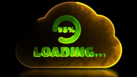 Looping neon glow effect Cloud loading icon, clean energy, black background 스톡 일러스트